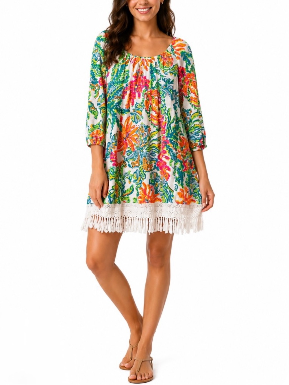 Lilly Pulitzer Colorful Fringed Floral Mini Dress - Size XS